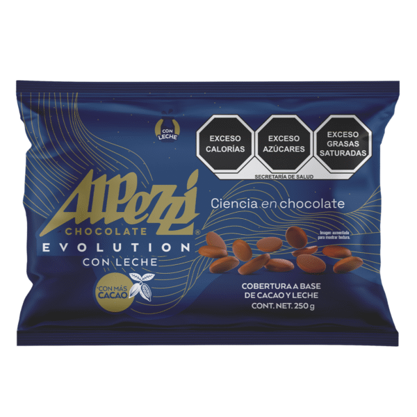 EVOLUTION - Cobertura sabor a chocolate con leche - bolsa de 250 gramos.